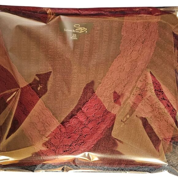 SUSAN BETRO Women's Deep Purple Lacy LongSleeve Ribbed V- Neck Sweater Size 2X - Picture 13 of 15